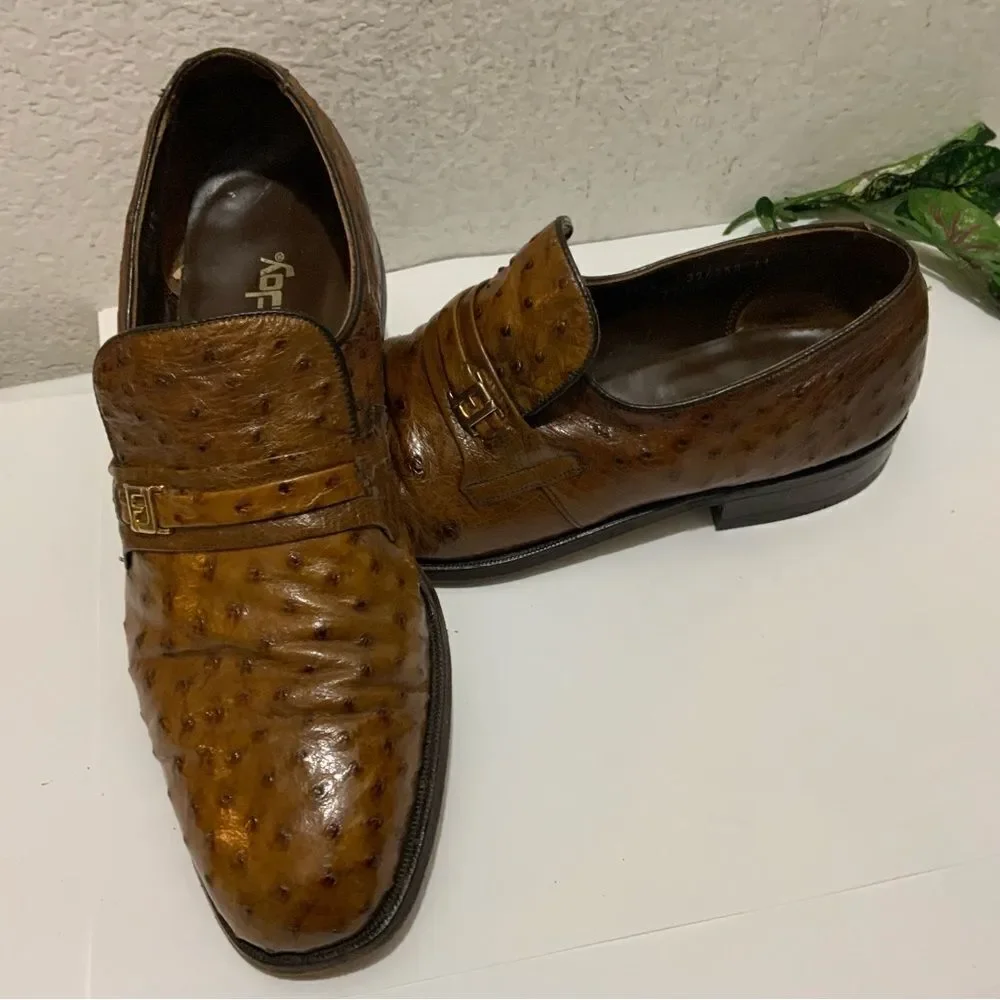 Footjoy Brown Ostrich Leather Loafers 73668 12C